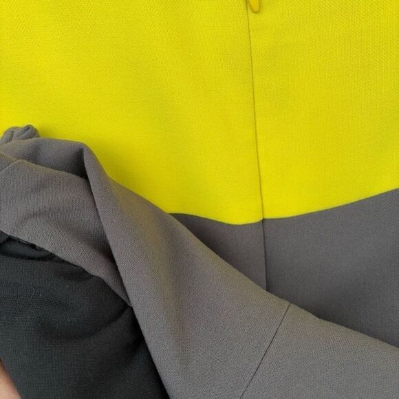 LOFT Yellow Gray Black ClorBlock Layered Mini Shift Dress Sleeveless Women Sz 2 - Picture 8 of 9